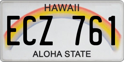 HI license plate ECZ761