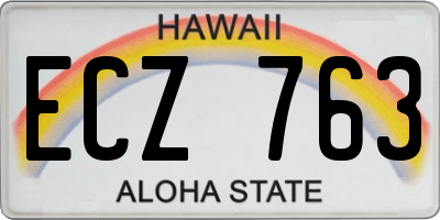 HI license plate ECZ763