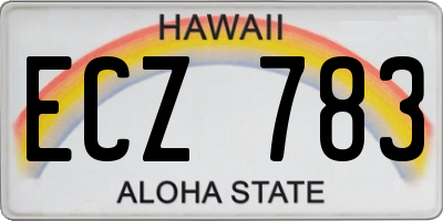 HI license plate ECZ783