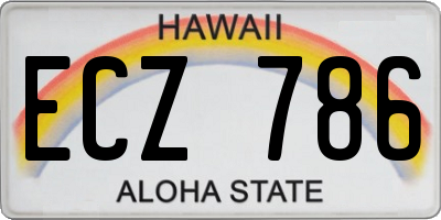 HI license plate ECZ786