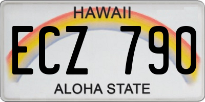 HI license plate ECZ790