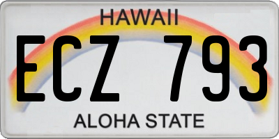 HI license plate ECZ793