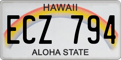 HI license plate ECZ794
