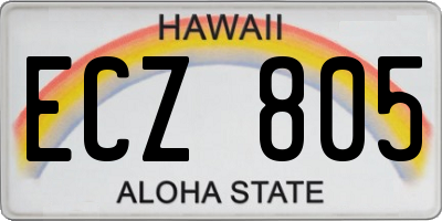 HI license plate ECZ805