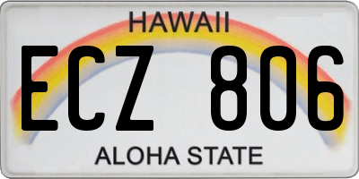 HI license plate ECZ806