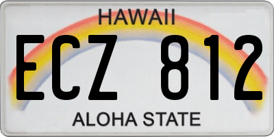 HI license plate ECZ812