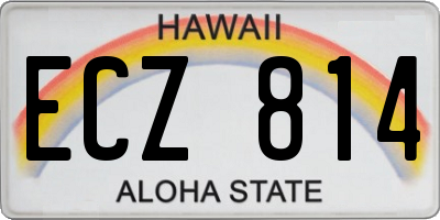 HI license plate ECZ814