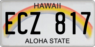 HI license plate ECZ817