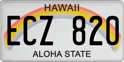 HI license plate ECZ820
