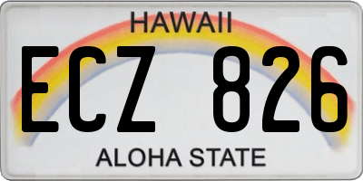 HI license plate ECZ826