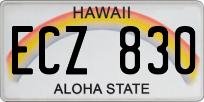 HI license plate ECZ830