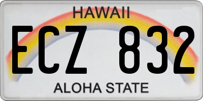 HI license plate ECZ832