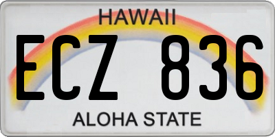 HI license plate ECZ836