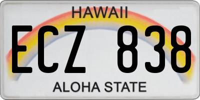 HI license plate ECZ838