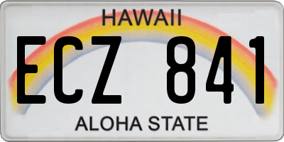 HI license plate ECZ841