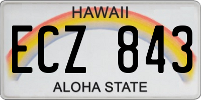 HI license plate ECZ843