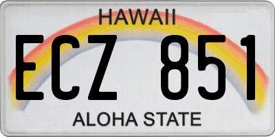 HI license plate ECZ851
