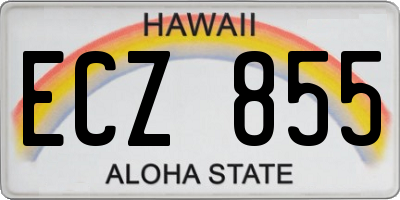 HI license plate ECZ855