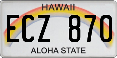 HI license plate ECZ870