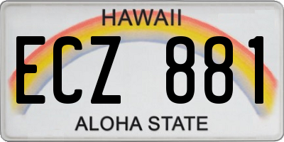 HI license plate ECZ881