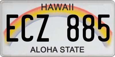HI license plate ECZ885