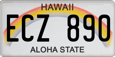 HI license plate ECZ890