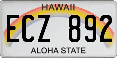 HI license plate ECZ892