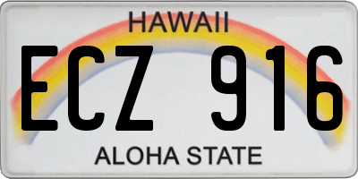 HI license plate ECZ916