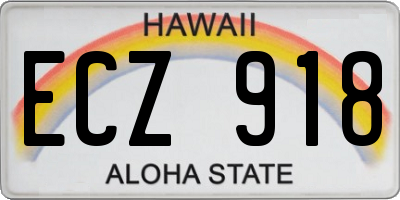 HI license plate ECZ918