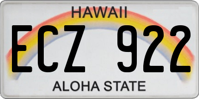 HI license plate ECZ922