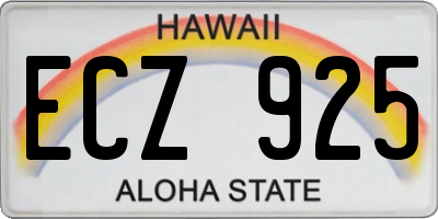 HI license plate ECZ925