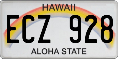 HI license plate ECZ928