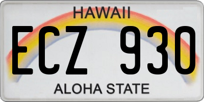 HI license plate ECZ930