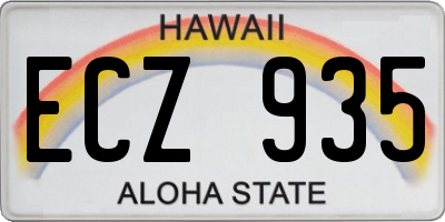 HI license plate ECZ935