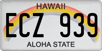 HI license plate ECZ939