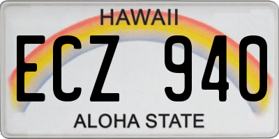 HI license plate ECZ940