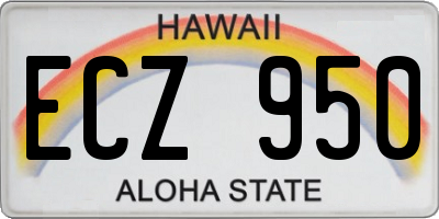 HI license plate ECZ950