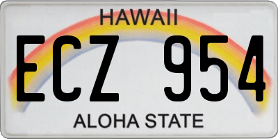 HI license plate ECZ954