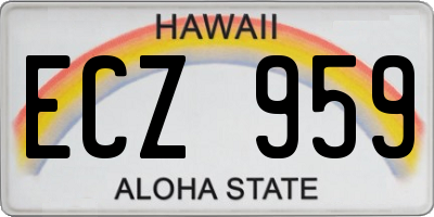 HI license plate ECZ959