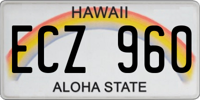 HI license plate ECZ960