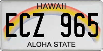 HI license plate ECZ965