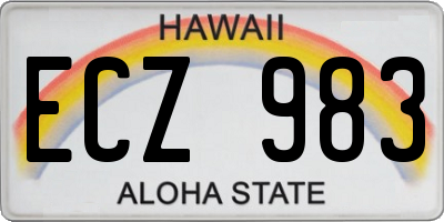HI license plate ECZ983