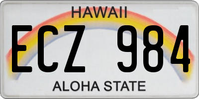 HI license plate ECZ984
