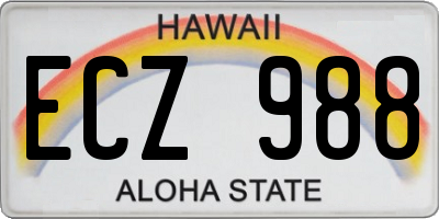 HI license plate ECZ988