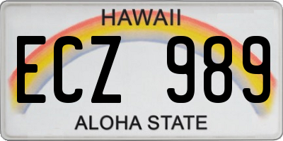 HI license plate ECZ989