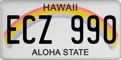 HI license plate ECZ990