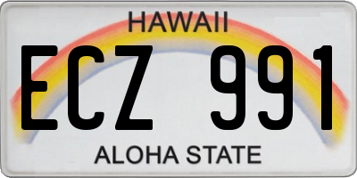 HI license plate ECZ991