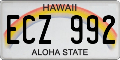 HI license plate ECZ992