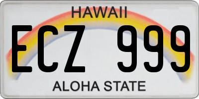 HI license plate ECZ999