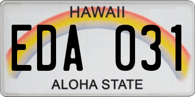 HI license plate EDA031